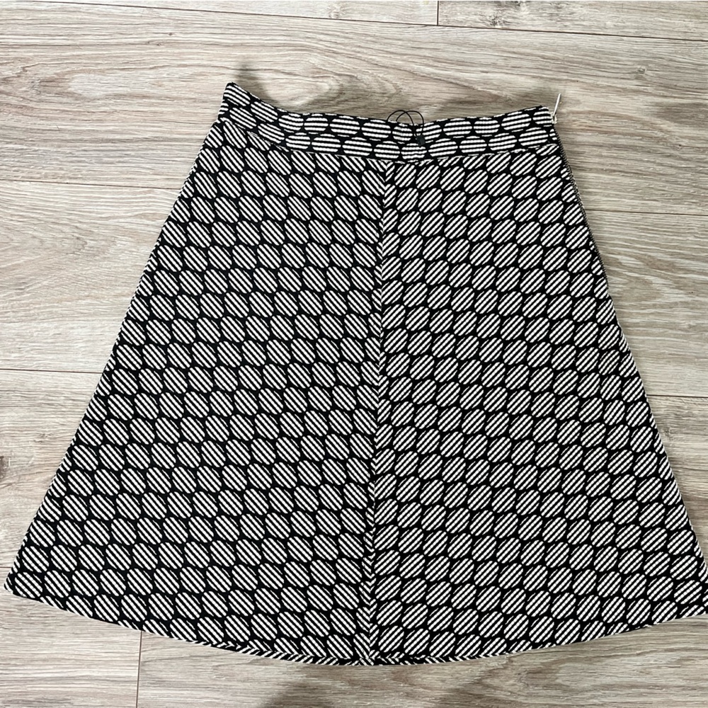 Zara Basic Skirt Womens M Black White Gray Woven Paneled A-line
